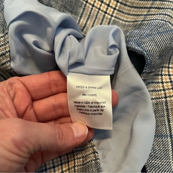 VERONICA BEARD Alicia Windowpane Plaid 100% Linen Shorts Pleated Blue Multi Sz6 - Picture 10 of 15